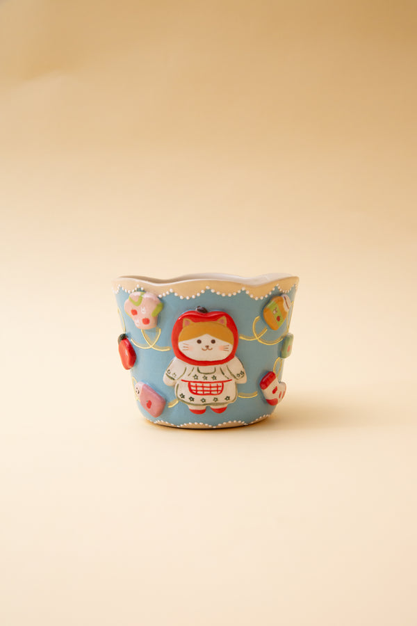 mug with cartoon character on a beige background